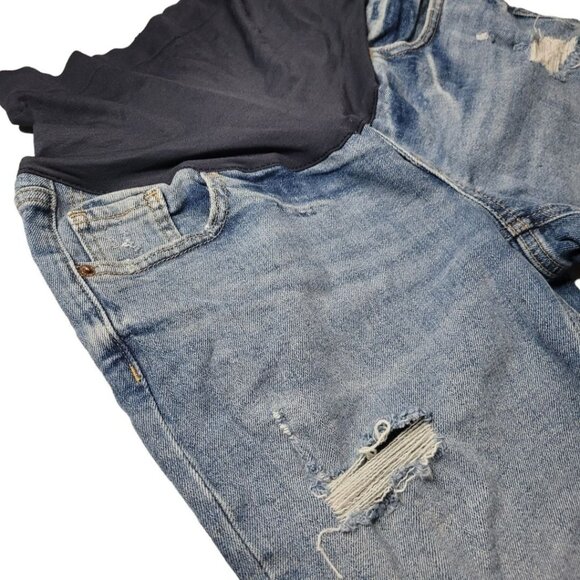 Old Navy Maternity Jean Shorts Distressed Denim‎ Stratch Belly Top Womens 6 - Picture 3 of 7